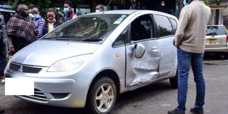 a car which was involved in an accident along Kimathi Street in Nairobi on October 26, 2020.